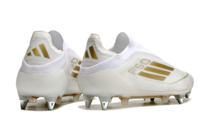 Adidas F50 Elite Laceless SG Low-Tops Football Boots - White/Gold