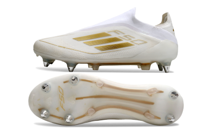Adidas F50 Elite Laceless SG Low-Tops Football Boots - White/Gold