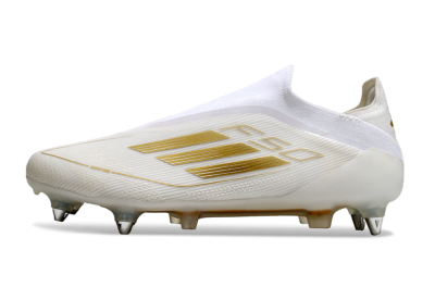 Adidas F50 Elite Laceless SG Low-Tops Football Boots - White/Gold
