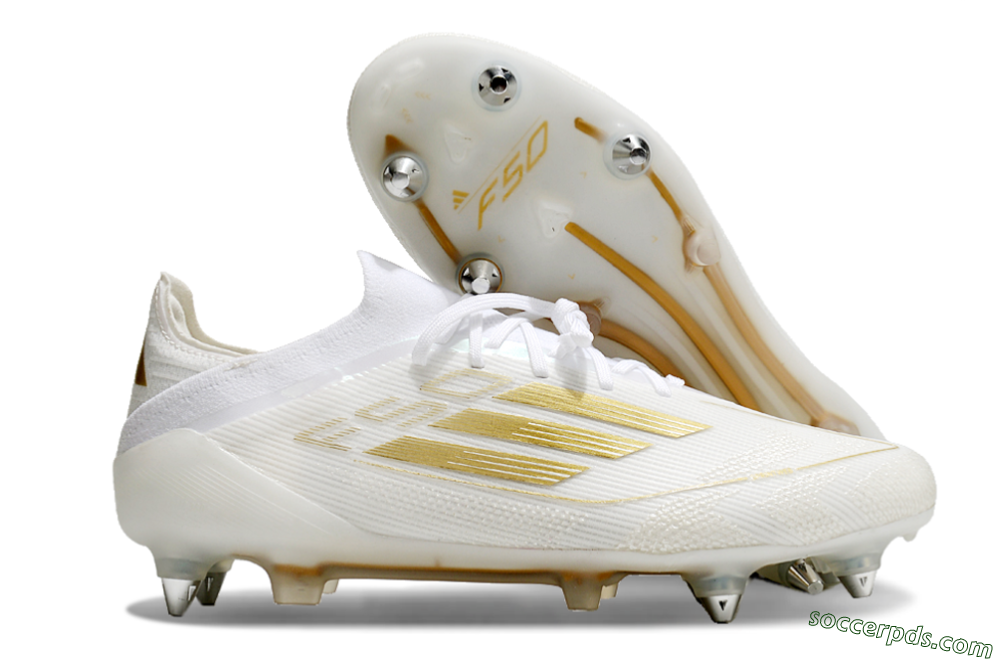Adidas F50 Elite SG Low-Tops Football Boots - White/Gold 1