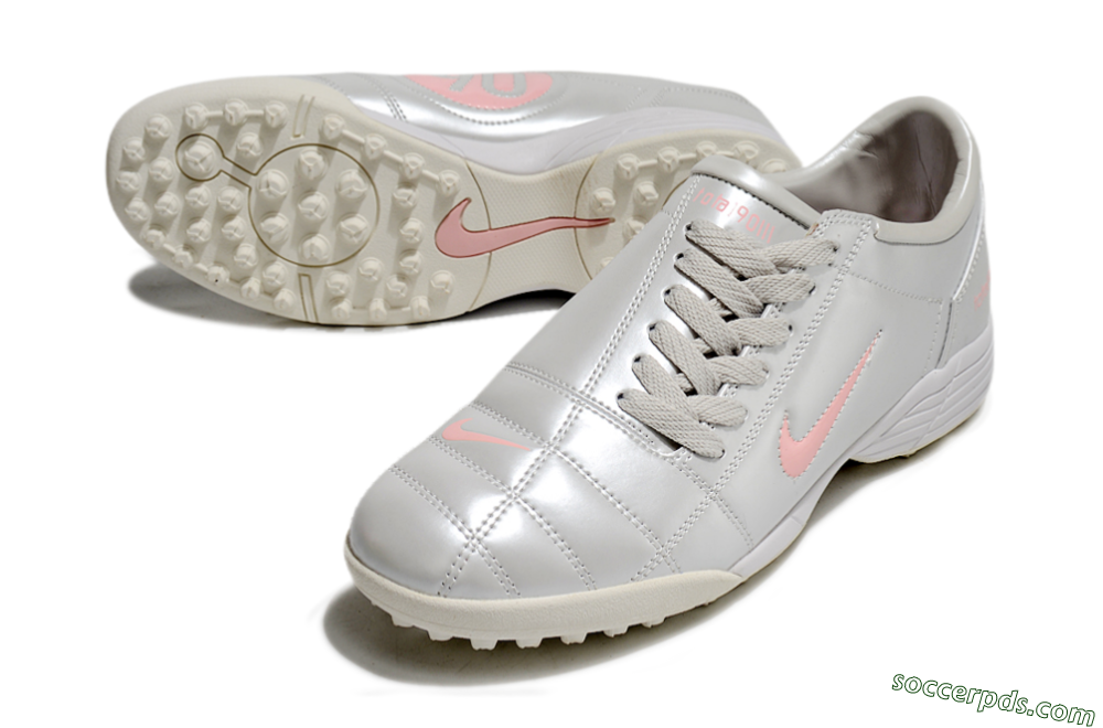 Nike Total 90 II TF Low-Tops Football Shoes - Silver/Pink/White 3
