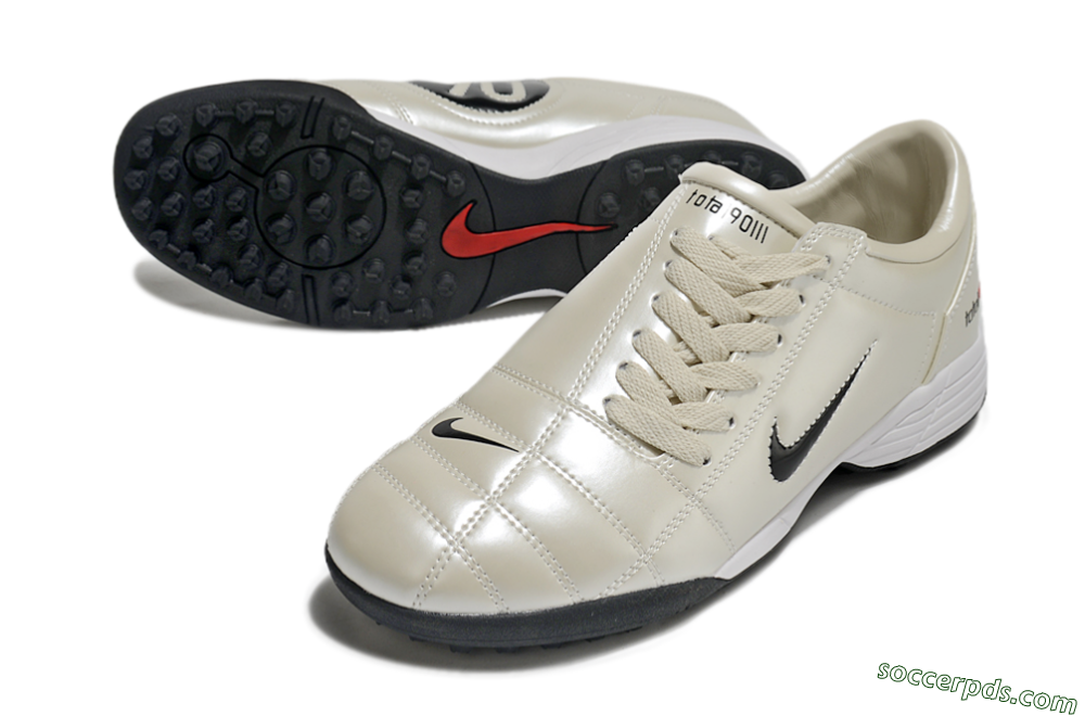 Nike Total 90 II TF Low-Tops Football Shoes - Beige/Black/Red 3