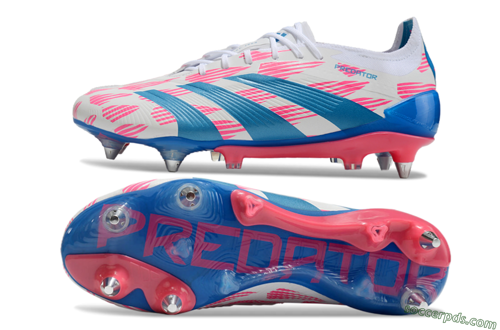 Adidas Predator 24 Elite SG Low-Tops Football Boots - White/Pink/Blue 0