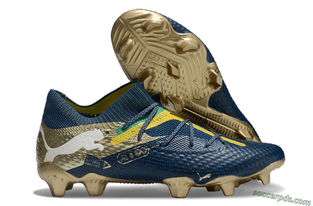 Puma x Neymar Future 7 Ultimate bna FG Low-Tops Football Boots - Blue/Yellow/Green 1