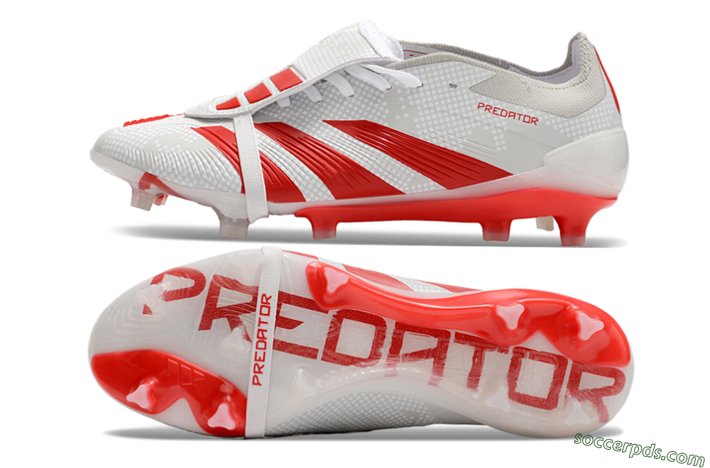 Adidas Predator Elite Foldover Tongue FG Low-Tops Football Boots - Beige/Red/White 0
