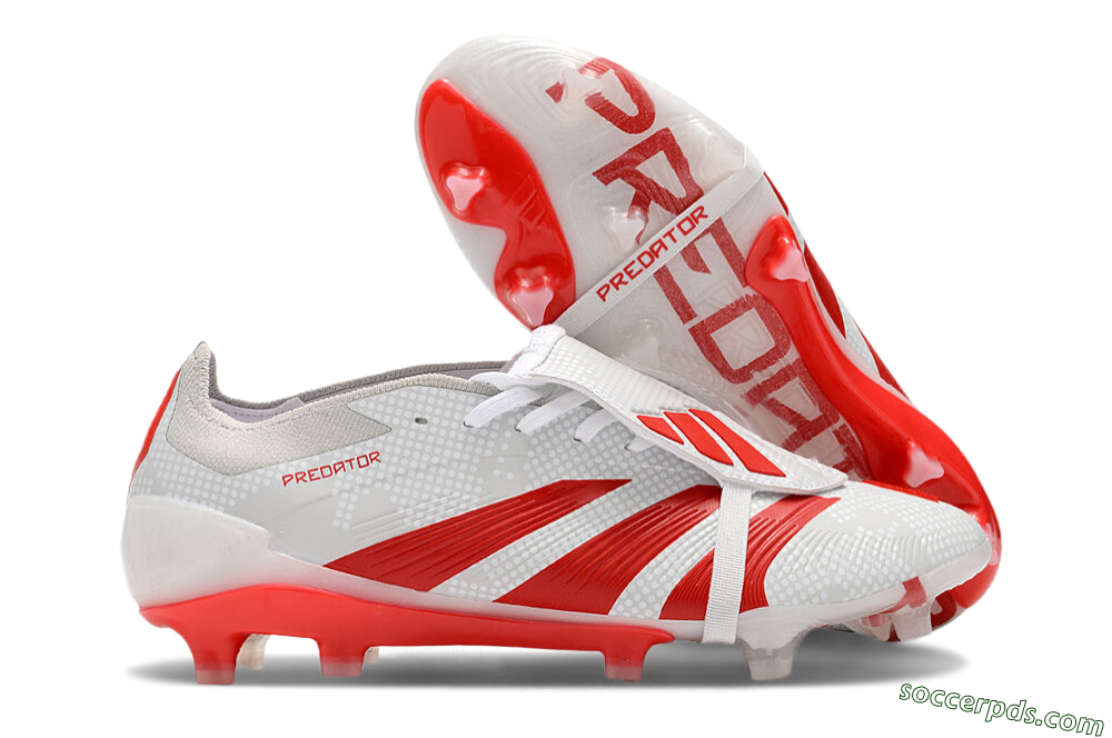Adidas Predator Elite Foldover Tongue FG Low-Tops Football Boots - Beige/Red/White 1