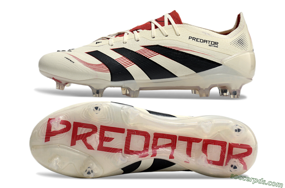 Adidas Predator Elite 2025 Goal Hunter FG Low-Tops Football Boots - Beige/Black/Red 0