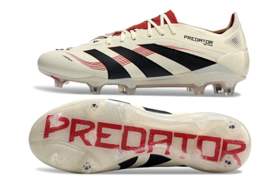 Adidas Predator Elite 2025 Goal Hunter FG Low-Tops Football Boots - Beige/Black/Red