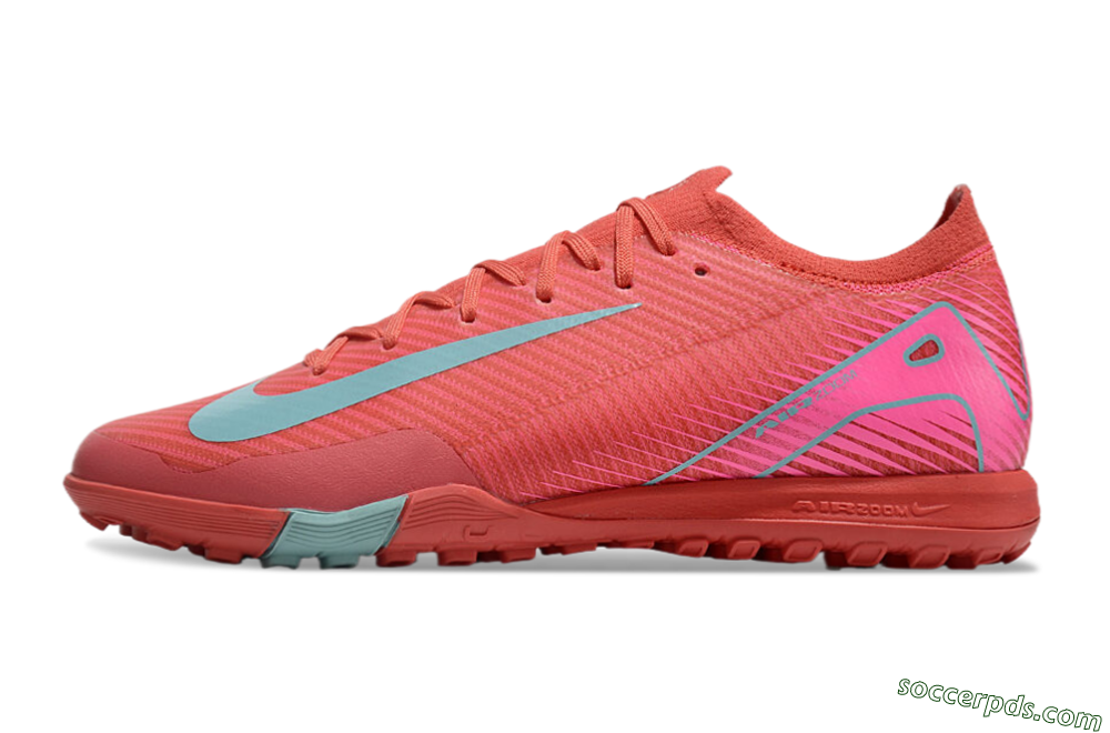Nike Air Zoom Mercurial Vapor 16 Elite TF Low-Tops Football Shoes - Red/Jade/White 2