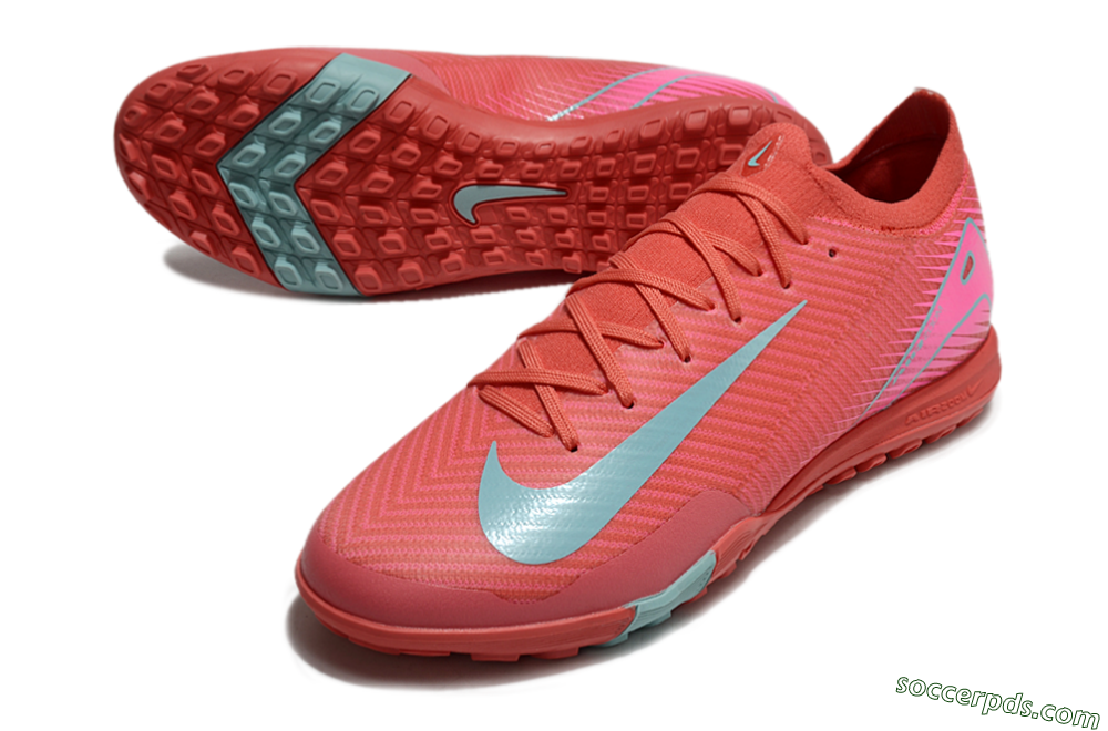 Nike Air Zoom Mercurial Vapor 16 Elite TF Low-Tops Football Shoes - Red/Jade/White 3