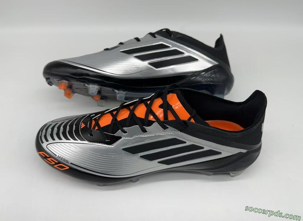 Adidas F50 Elite Messi FG Low-Tops Football Boots - Silver/Black/Orange