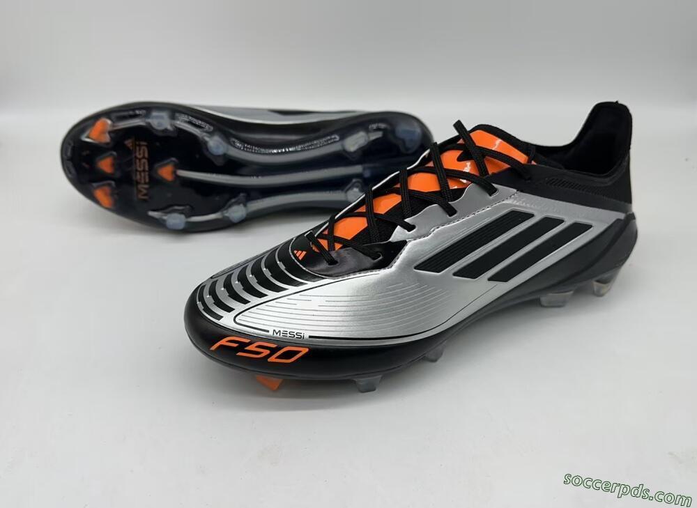 Adidas F50 Elite Messi FG Low-Tops Football Boots - Silver/Black/Orange
