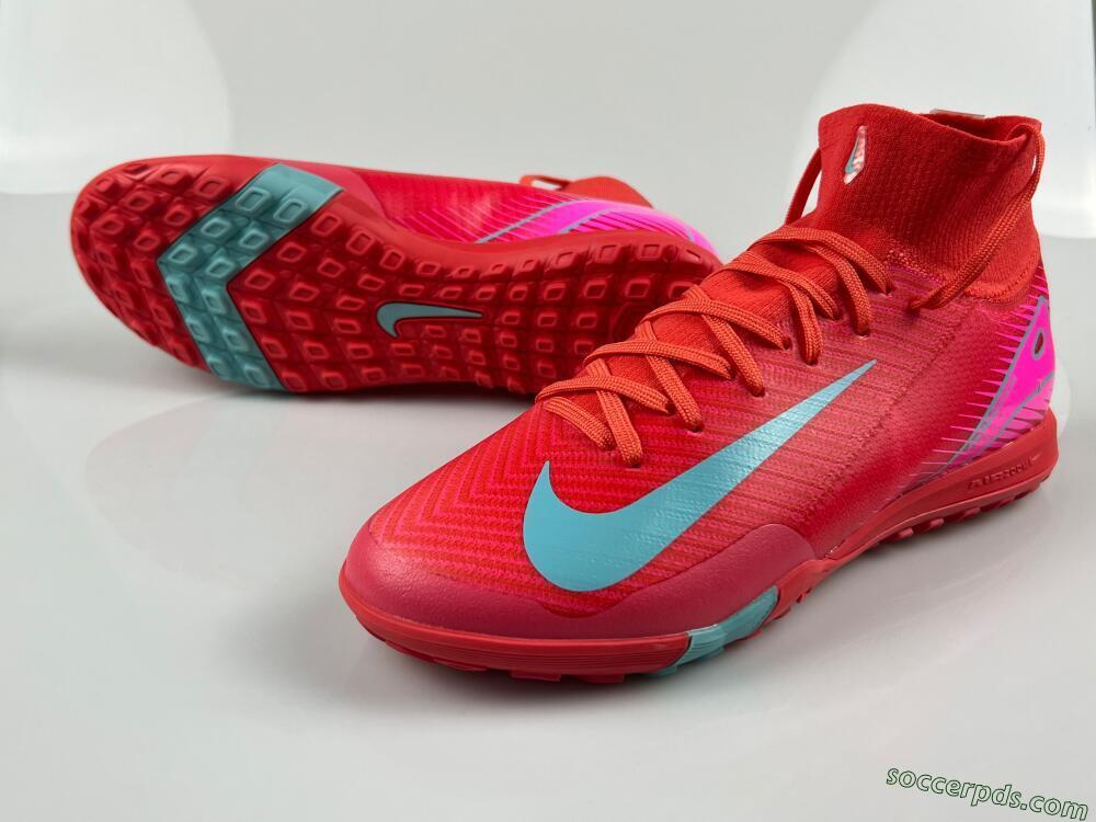 Nike Air Zoom Mercurial Superfly 10 Elite TF High-Tops Football Shoes - Red/Jade/White