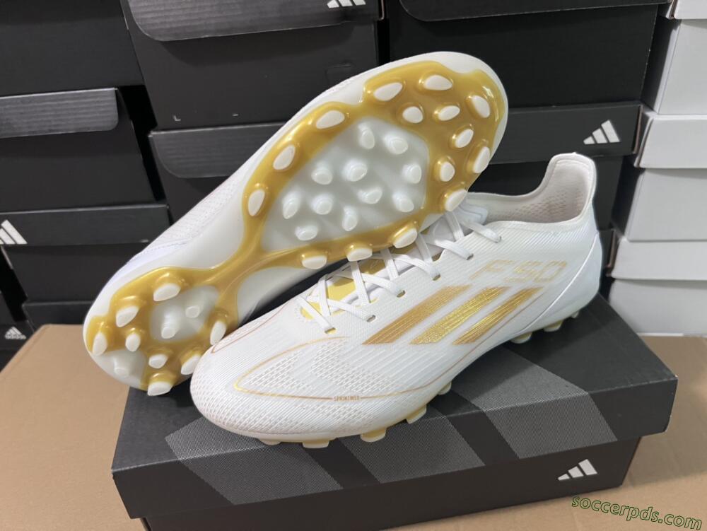 Adidas F50 Elite MG Low-Tops Football Boots - White/Gold
