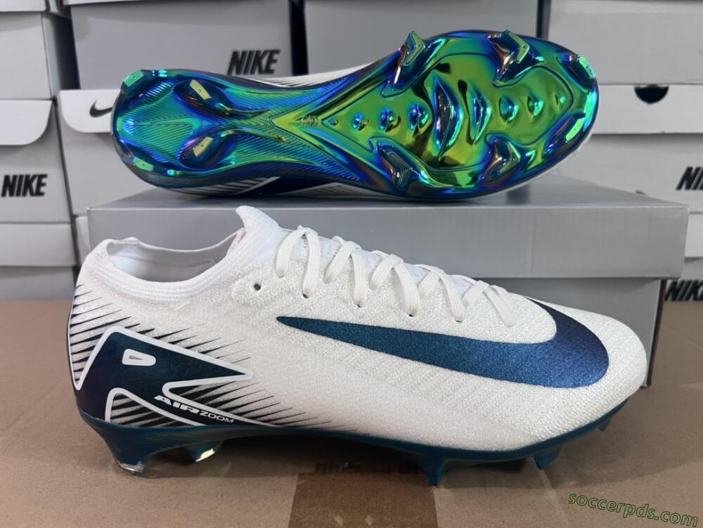 Nike Air Zoom Mercurial Vapor 16 Elite FG Low-Tops Football Boots - White/Blue/Gold