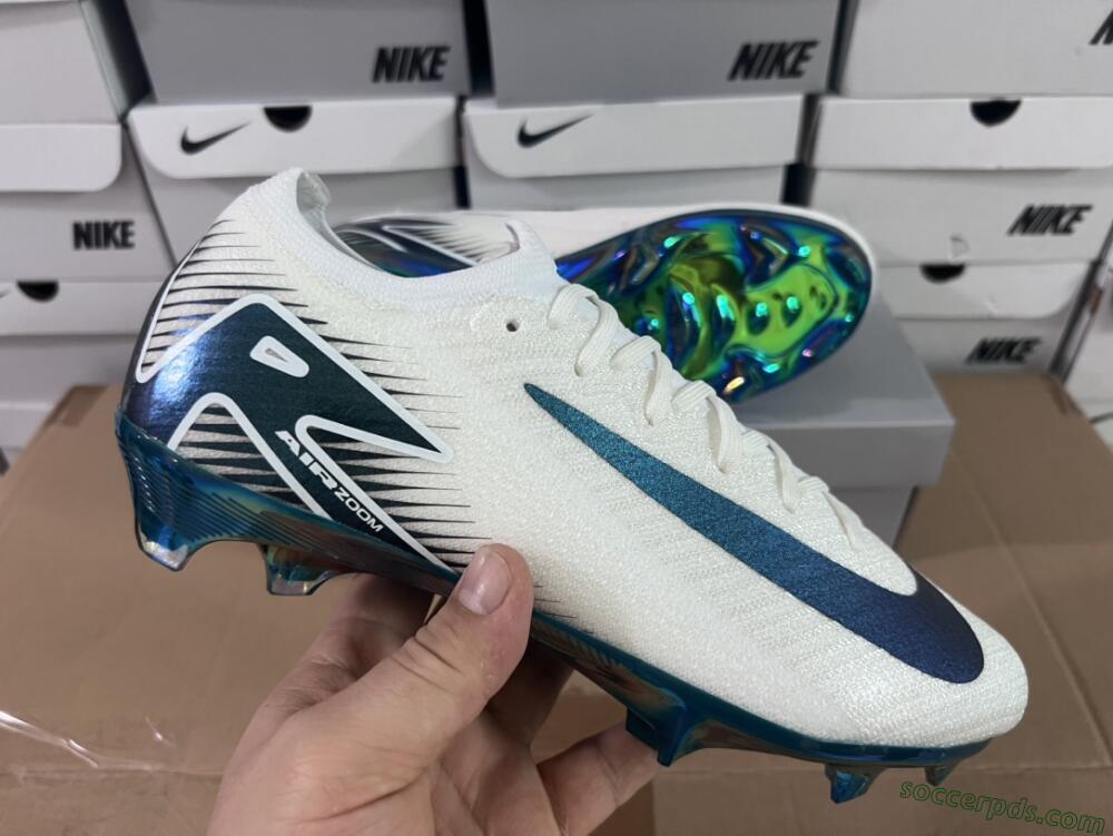 Nike Air Zoom Mercurial Vapor 16 Elite FG Low-Tops Football Boots - White/Blue/Gold