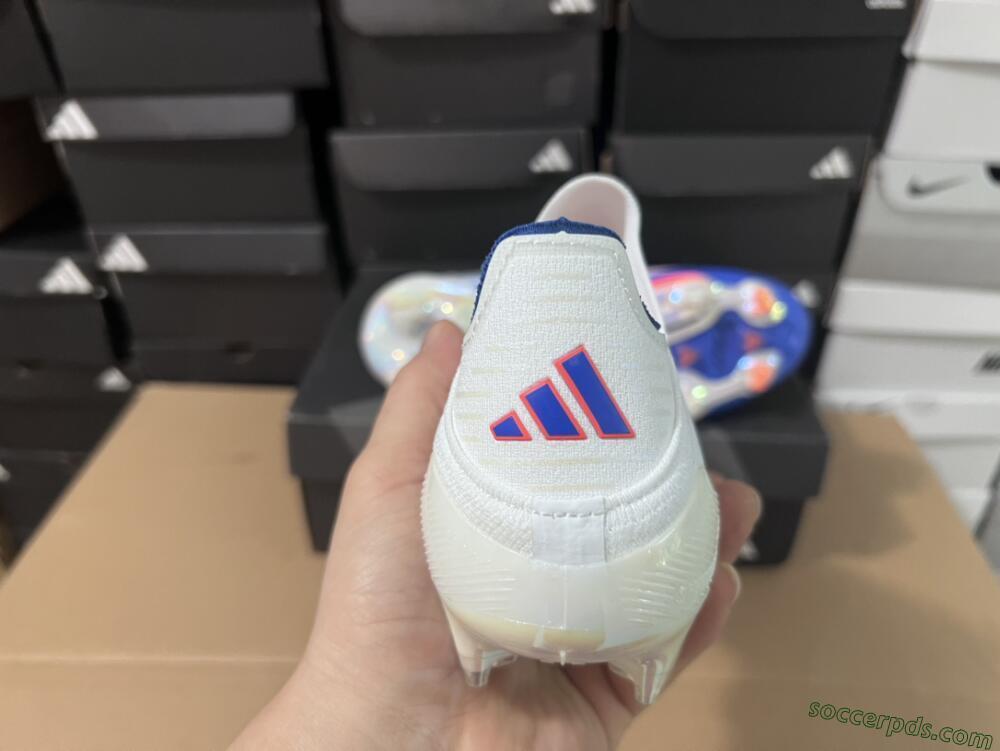 Adidas F50+ Lightstrike Pro Laceless FG Low-Tops Football Boots - Cloud White/Solar Red/Lucid Blue