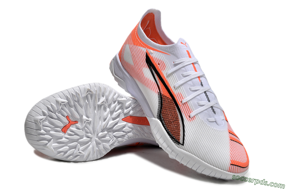 Puma Ultra Ultimate TF Low-Tops Football Shoes - White/Red/Black 3