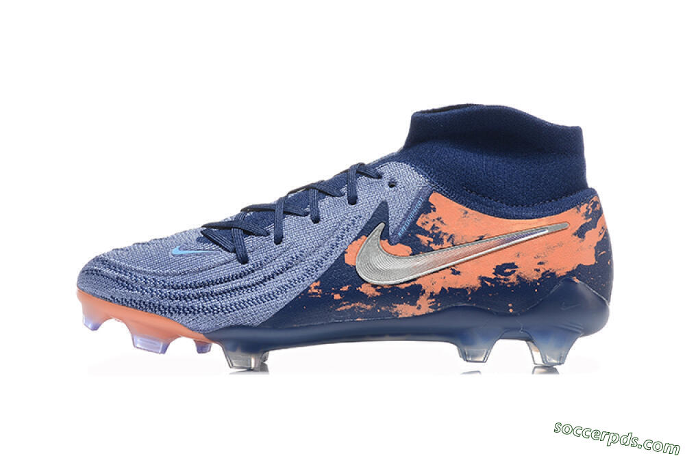 Nike Phantom Luna Elite FG High-Tops Football Boots - Blue/Silver/Orange 2