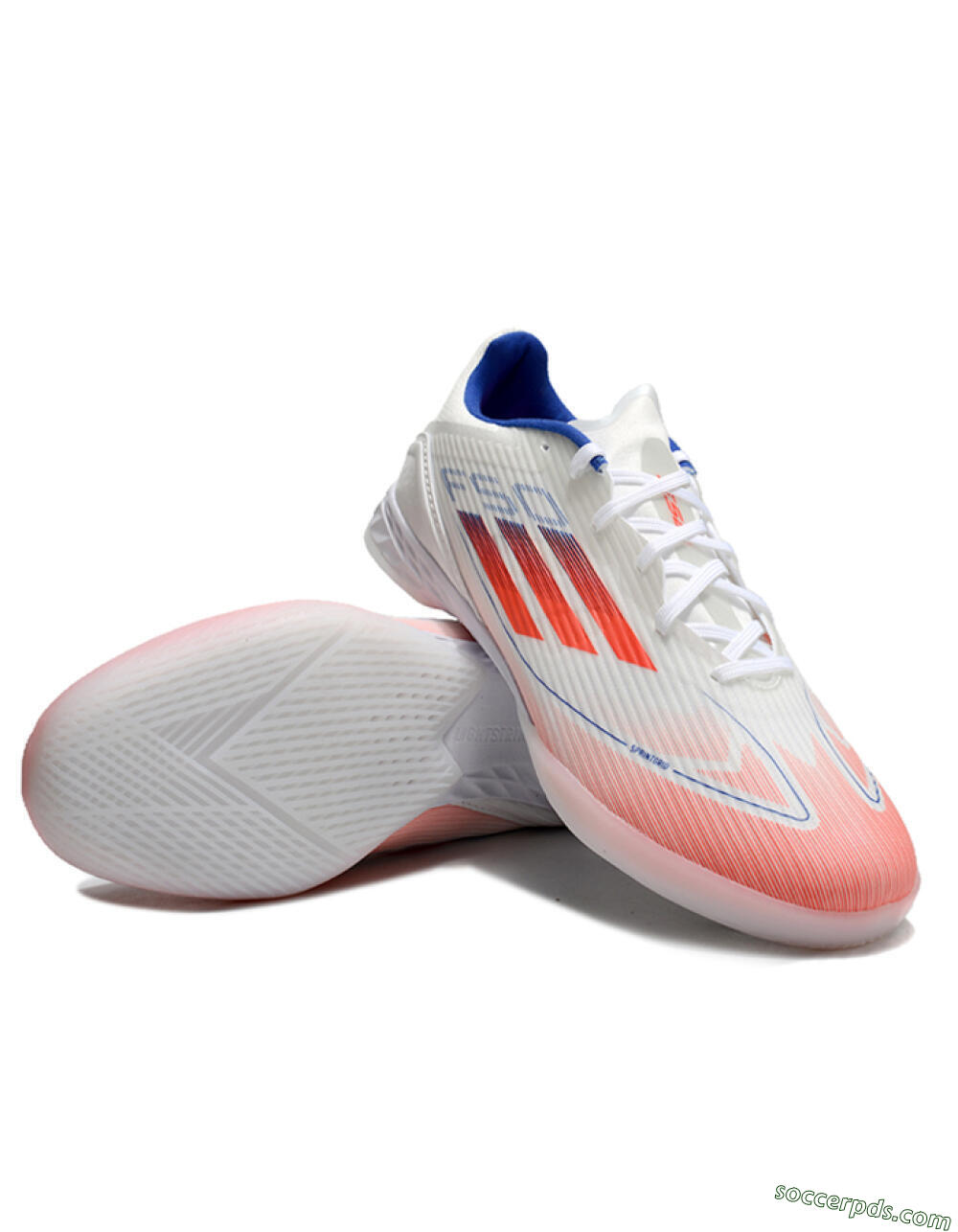 Adidas F50 Elite IC Low-Tops Football Shoes - White/Red/Blue 3