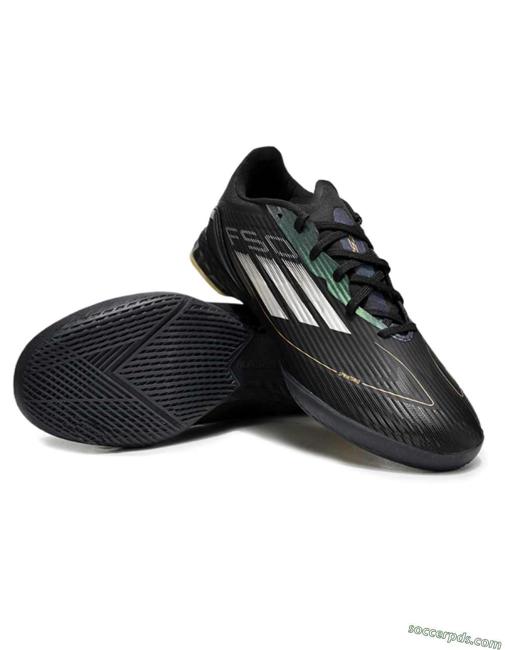 Adidas F50 Elite IC Low-Tops Football Shoes - Black/White/Gold 3