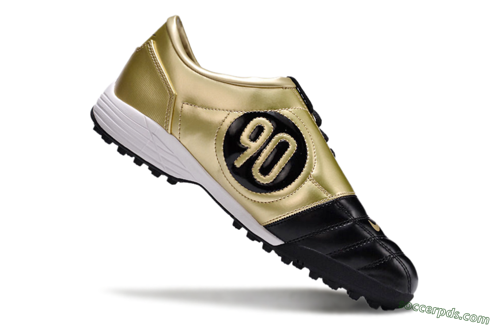 Nike Total 90 II TF Low-Tops Football Shoes - Black/Gold/White 4