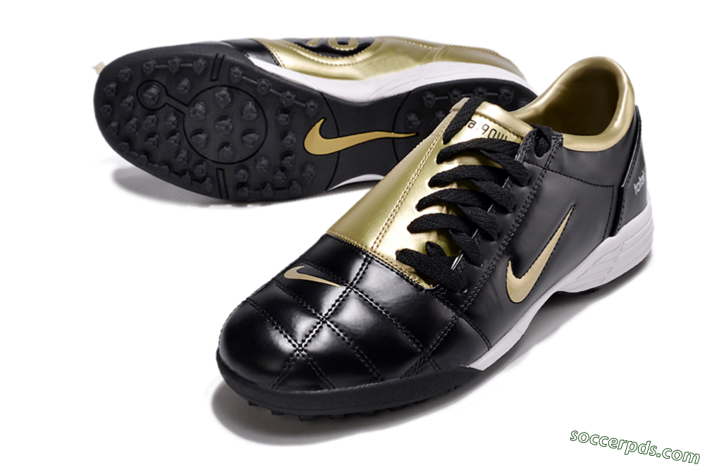 Nike Total 90 II TF Low-Tops Football Shoes - Black/Gold/White 3