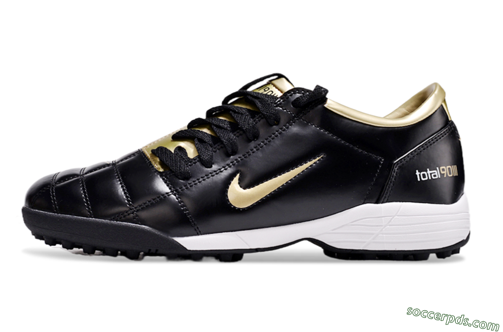 Nike Total 90 II TF Low-Tops Football Shoes - Black/Gold/White 2
