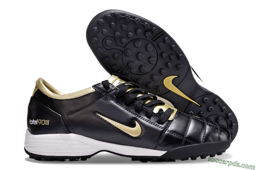 Nike Total 90 II TF Low-Tops Football Shoes - Black/Gold/White 1