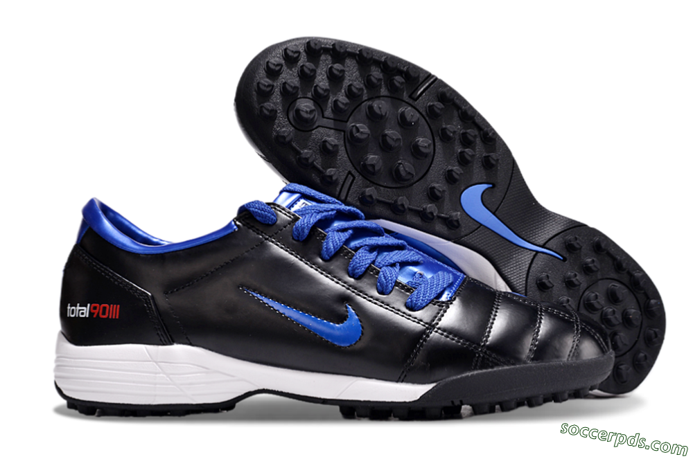 Nike Total 90 II TF Low-Tops Football Shoes - Black/Blue/White 1