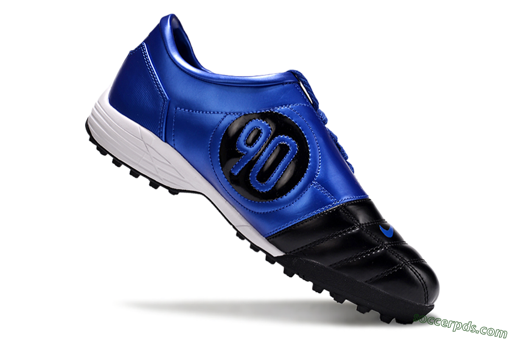 Nike Total 90 II TF Low-Tops Football Shoes - Black/Blue/White 4