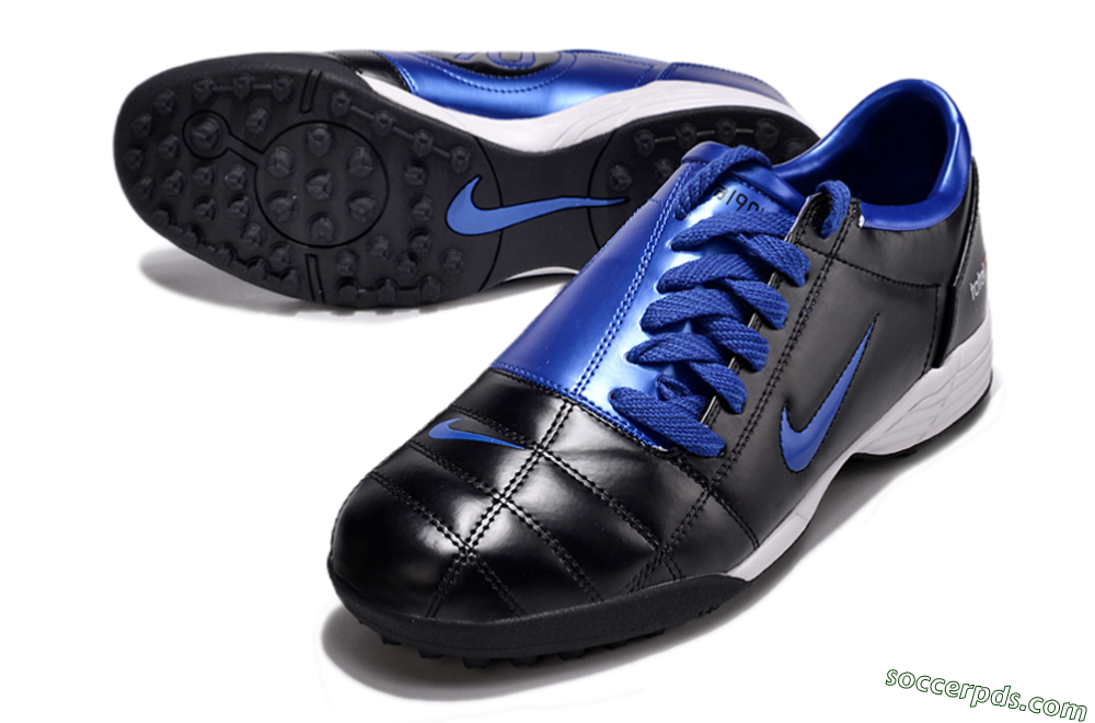 Nike Total 90 II TF Low-Tops Football Shoes - Black/Blue/White 3