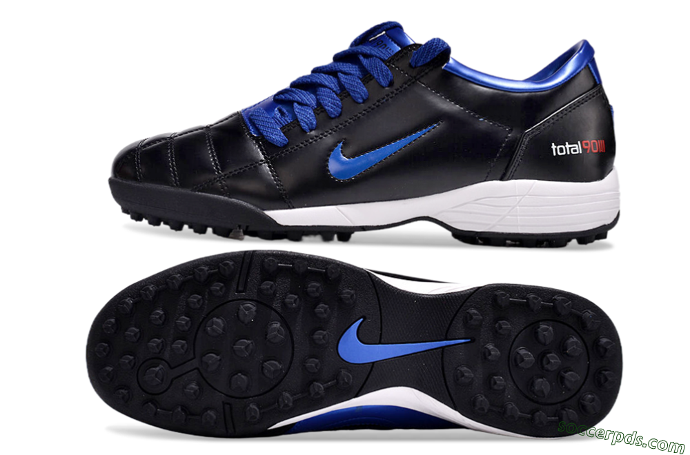 Nike Total 90 II TF Low-Tops Football Shoes - Black/Blue/White 0