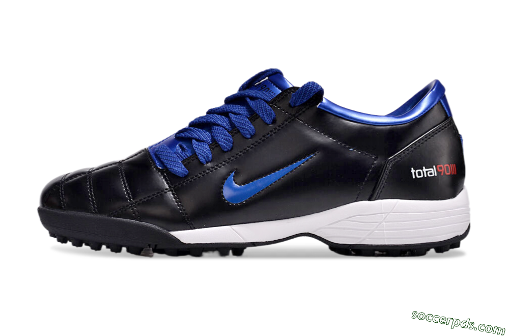 Nike Total 90 II TF Low-Tops Football Shoes - Black/Blue/White 2