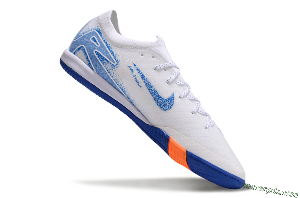 Nike Air Zoom Mercurial Vapor 16 Elite IC Low-Tops Football Shoes - White/Blue/Orange 5