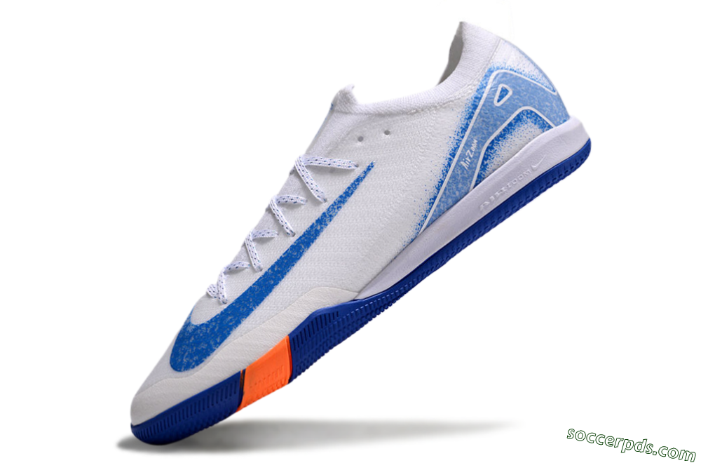 Nike Air Zoom Mercurial Vapor 16 Elite IC Low-Tops Football Shoes - White/Blue/Orange 6