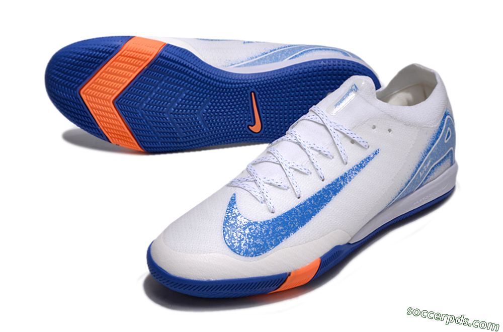 Nike Air Zoom Mercurial Vapor 16 Elite IC Low-Tops Football Shoes - White/Blue/Orange 3