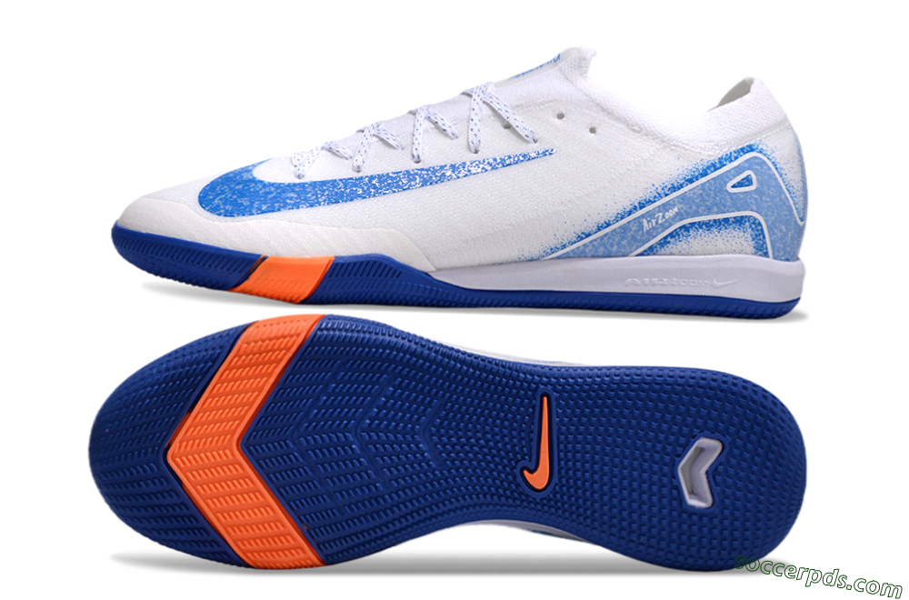 Nike Air Zoom Mercurial Vapor 16 Elite IC Low-Tops Football Shoes - White/Blue/Orange 0