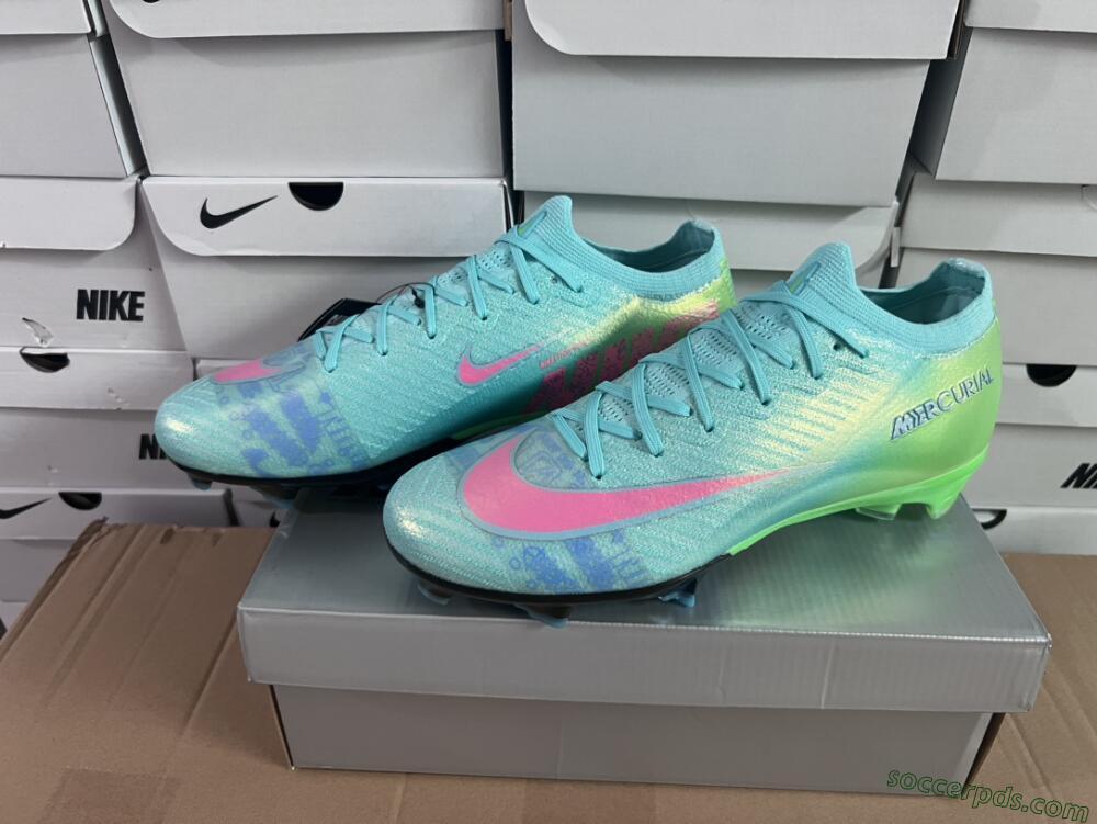 Nike Air Zoom Mercurial Vapor 16 Elite FG Low-Tops Football Boots - Jade/Pink/Yellow