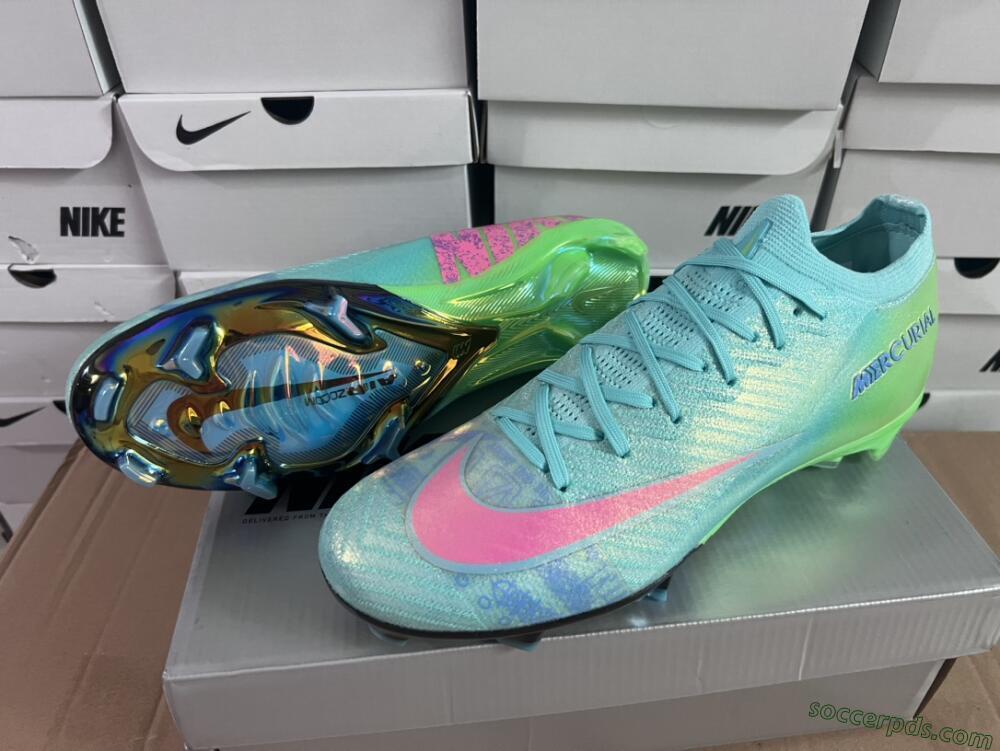 Nike Air Zoom Mercurial Vapor 16 Elite FG Low-Tops Football Boots - Jade/Pink/Yellow