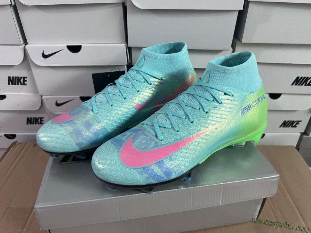 Nike Air Zoom Mercurial Superfly 10 Elite FG High-Tops Football Boots - Jade/Pink/Yellow