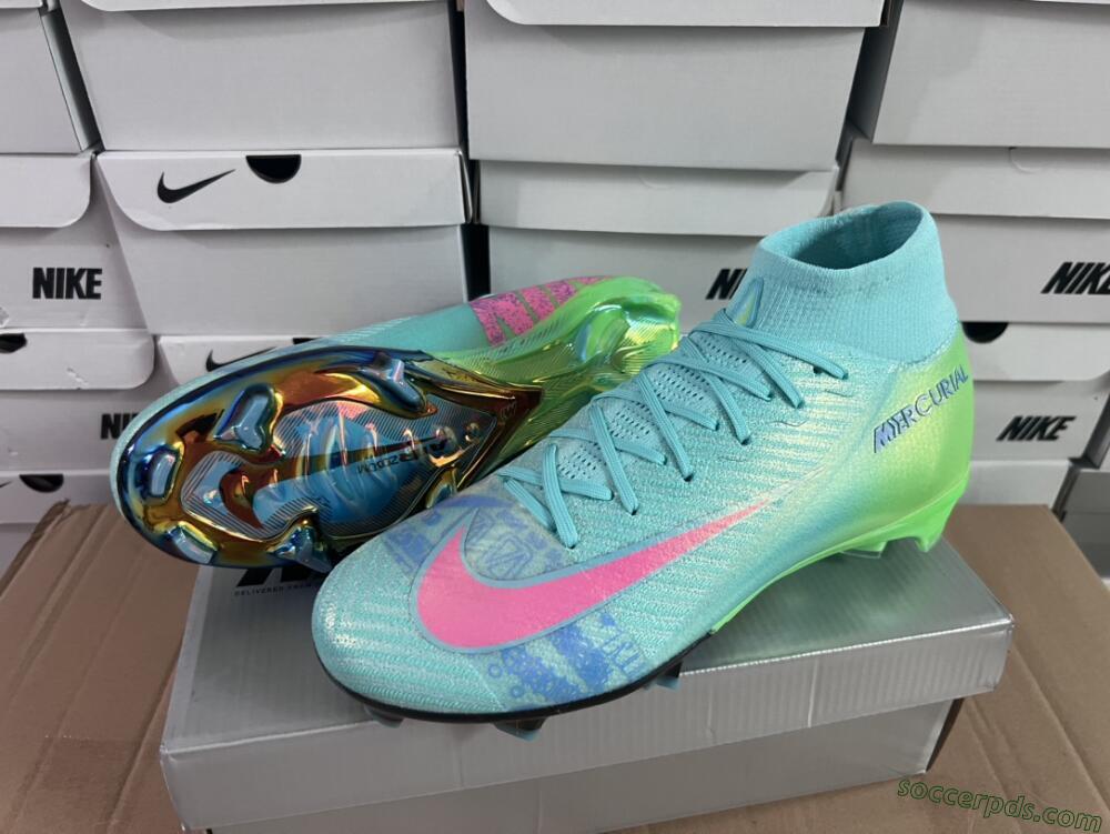Nike Air Zoom Mercurial Superfly 10 Elite FG High-Tops Football Boots - Jade/Pink/Yellow