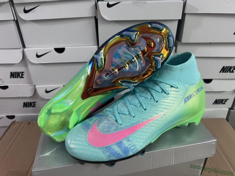 Nike Air Zoom Mercurial Superfly 10 Elite FG High-Tops Football Boots - Jade/Pink/Yellow