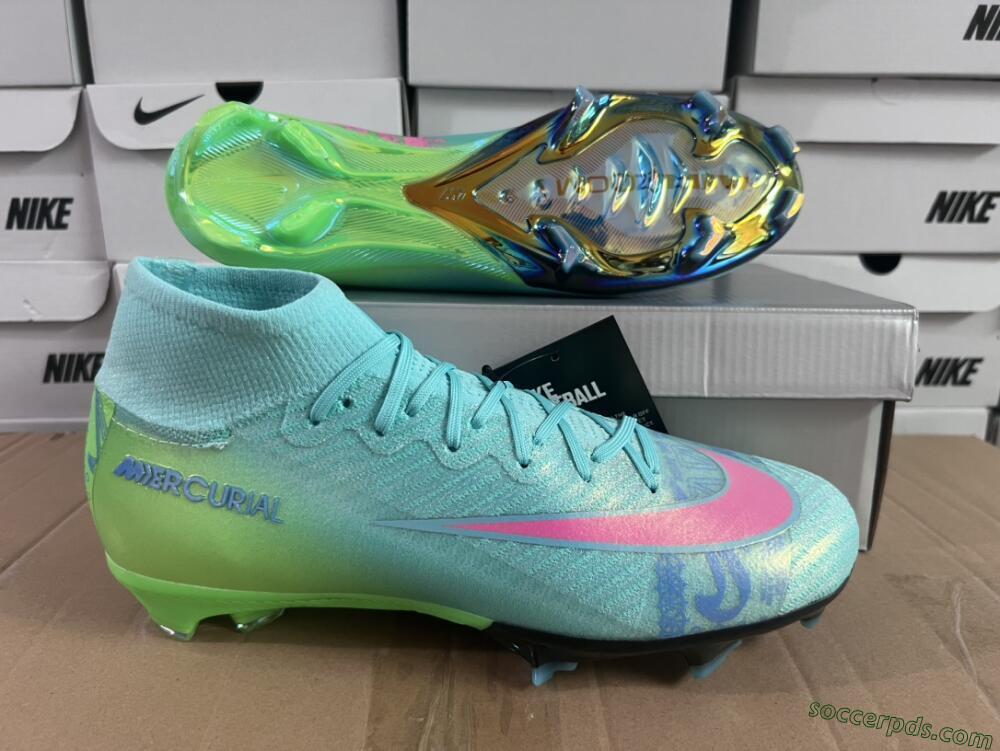 Nike Air Zoom Mercurial Superfly 10 Elite FG High-Tops Football Boots - Jade/Pink/Yellow