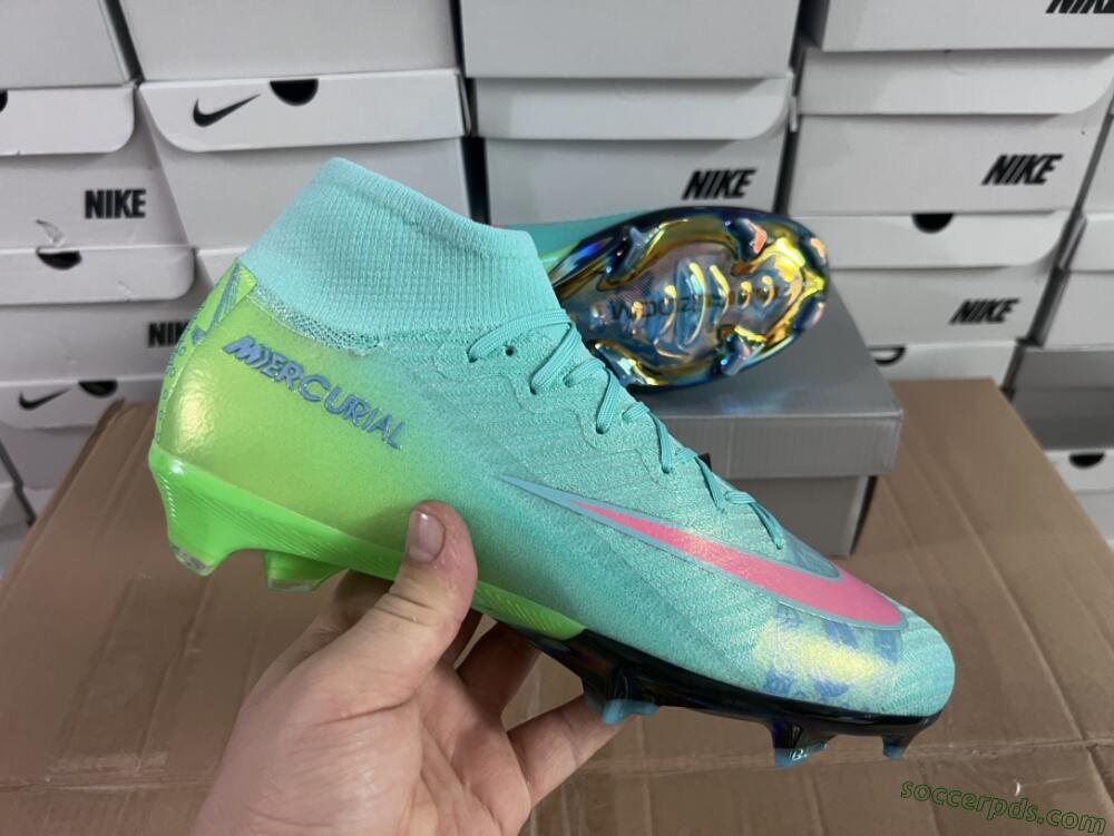 Nike Air Zoom Mercurial Superfly 10 Elite FG High-Tops Football Boots - Jade/Pink/Yellow