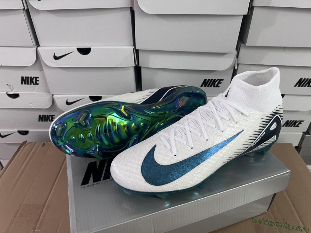 Nike Air Zoom Mercurial Superfly 10 Elite FG High-Tops Football Boots - White/Blue/Gold