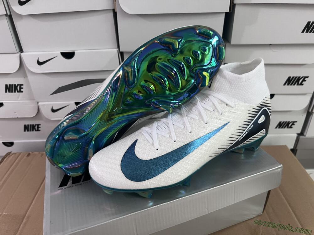 Nike Air Zoom Mercurial Superfly 10 Elite FG High-Tops Football Boots - White/Blue/Gold