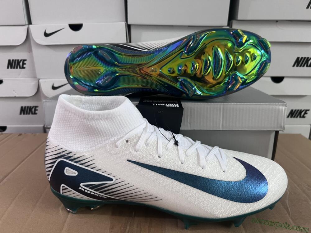 Nike Air Zoom Mercurial Superfly 10 Elite FG High-Tops Football Boots - White/Blue/Gold