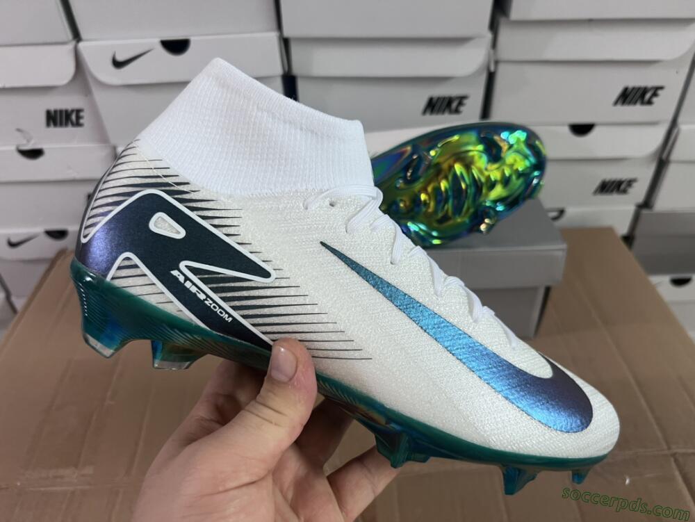 Nike Air Zoom Mercurial Superfly 10 Elite FG High-Tops Football Boots - White/Blue/Gold