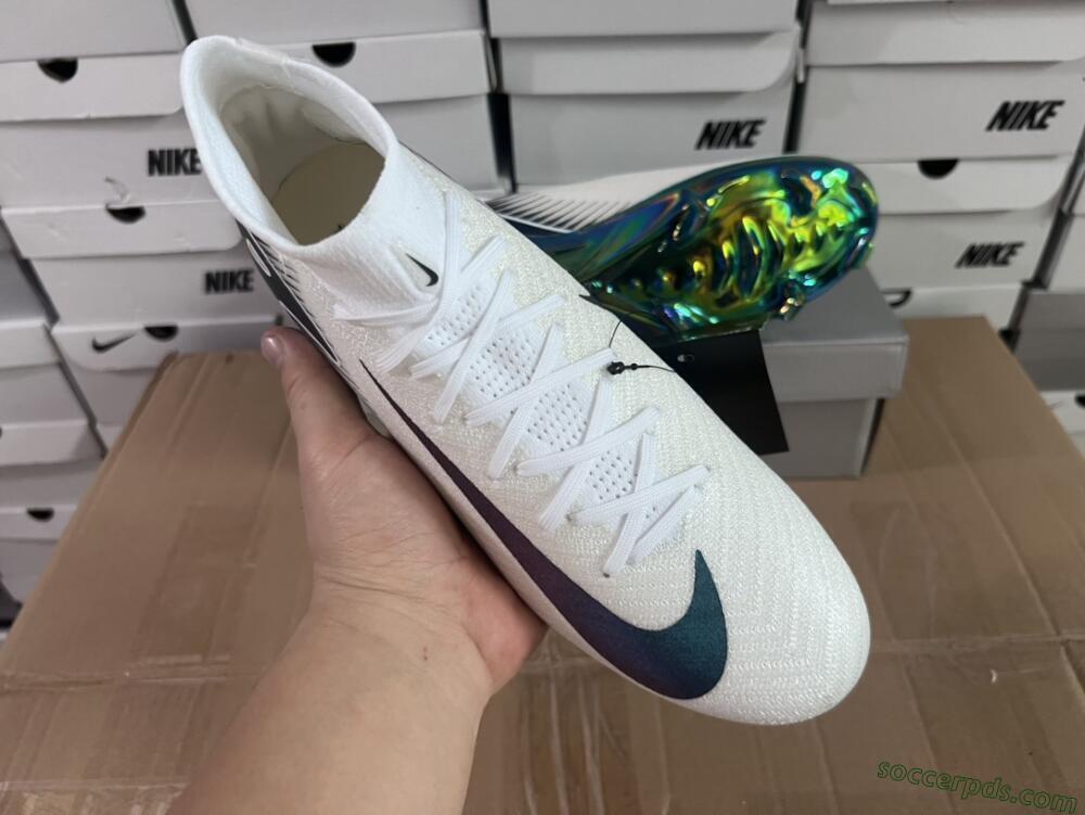 Nike Air Zoom Mercurial Superfly 10 Elite FG High-Tops Football Boots - White/Blue/Gold